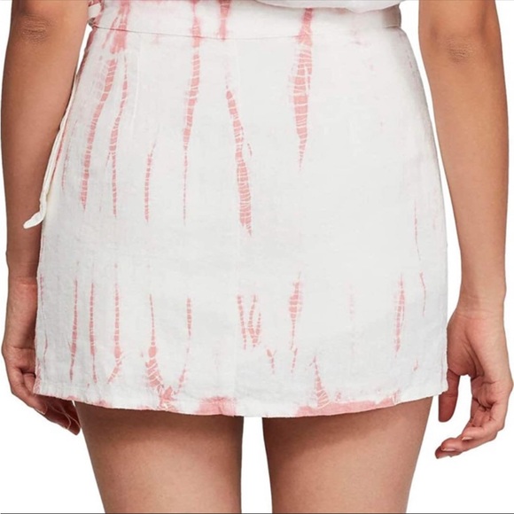 NWT Free People Anne Reed Rosie Tie Dye Wrap Mini Skirt. Pink. Size 4 - Picture 3 of 11